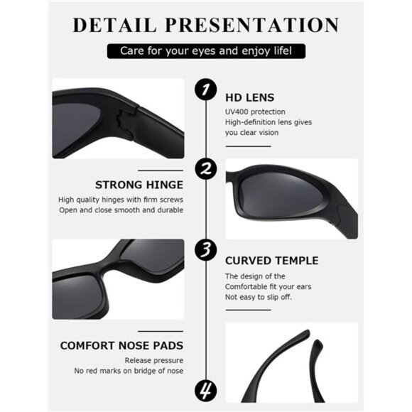 Polarized Wrap Around Sunglasses UV400 Sport Shades Men Women Outdoor Fashion - Picture 5 of 7